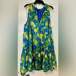 Aqua brand lemon print flowy midi dress. Size XL